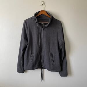 Central Park Active Full Zip Cowl Neck Jacket Sweatshirt Grey sz L cotton blend